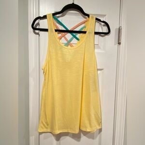 NWT Marika Size M Yellow Criss Cross Open Back Strap Scoop Neck Tank Top